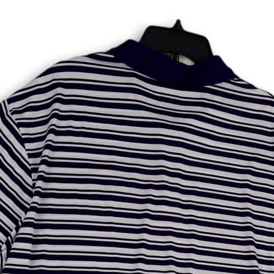 NWT Mens Blue White Striped Short Sleeve Collared Polo Shirt Size 3XL image number 4