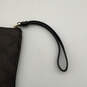 Womens Brown Black Leather Signature Inner Divider Zipper Wristlet Wallet image number 4