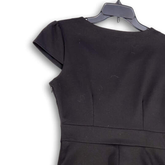 Womens Black Cap Sleeve Side Zip Knee Length A-Line Dress Size Medium image number 4