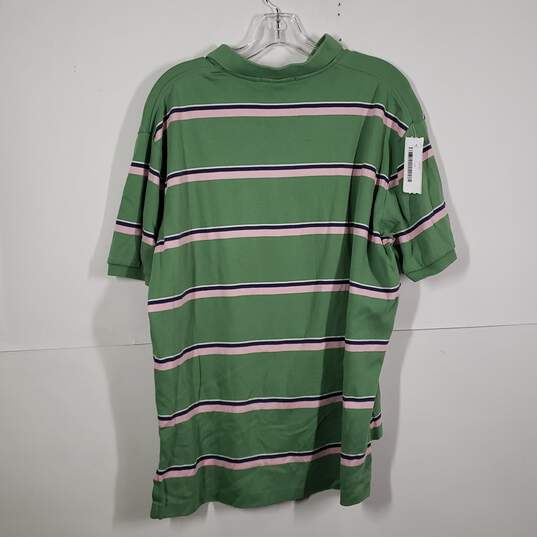 Mens Striped Regular Fit Short Sleeve Collared Polo Shirt Size XL image number 2