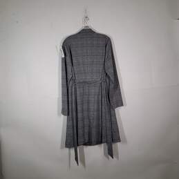 Womens Plaid Notch Lapel Belted Long Sleeve Single Breasted Trench Coat Size 1 alternative image