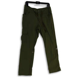 Womens Green Flat Front Drawstring Flap Pocket Cargo Pants Size 10 Short
