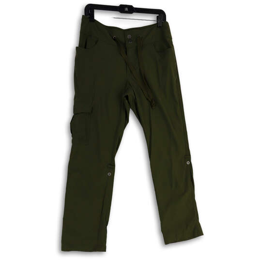 Womens Green Flat Front Drawstring Flap Pocket Cargo Pants Size 10 Short image number 1