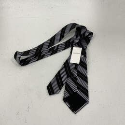 NWT Valentino Men's Black Blue Striped Silk Four In Hand Pointed Necktie alternative image