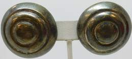 925 Vintage Taxco Carved Circle Clip-on Earrings