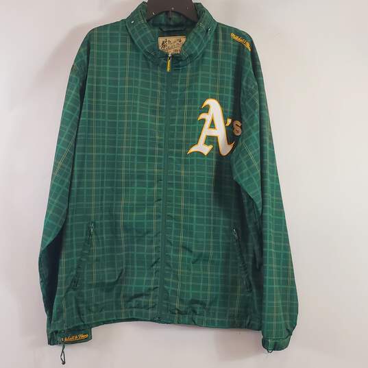 Mitchell & Ness MLB Men Green Plaid A's Jacket XL image number 1