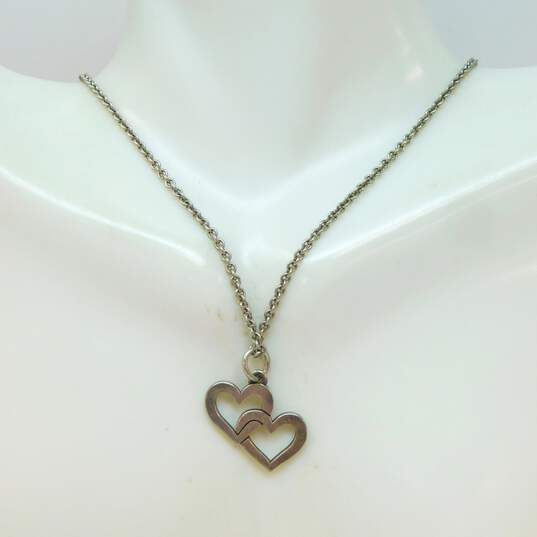 James Avery 925 Double Open Hearts Pendant Cable Chain Necklace 5.7g image number 2