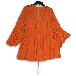 Free People Womens Orange V-Neck Bell Sleeve Tunic Blouse Top Size Medium alternative image