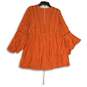 Free People Womens Orange V-Neck Bell Sleeve Tunic Blouse Top Size Medium image number 2