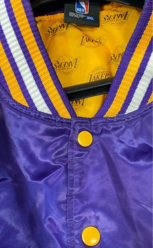 NBA Men's Purple/Gold Satin LA Lakers Jacket- 3XL image number 6