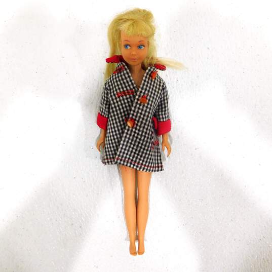 Vntg 1960s Mattel Barbie Skipper Doll Blonde Hair Straight Leg W/ Pnk Barbie Case image number 2