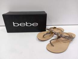 Bebe Women's Animal Print Strappy Thong Sandals Size 7