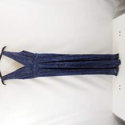 4SI3NNA Women Blue Striped Metallic Jumpsuit XS NWT