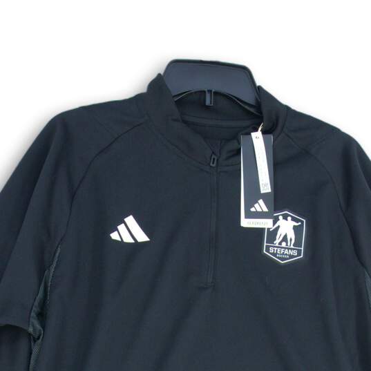 NWT Adidas Mens Black Stefans Soccer 1/4 Zip Pullover Activewear Jacket Size XL image number 3