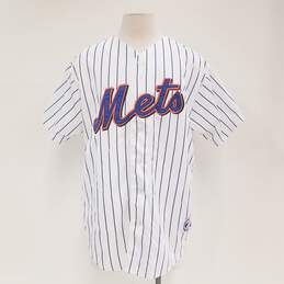 Majestic Men's New York Mets Santana #57 Pin Striped White Jersey Sz. L
