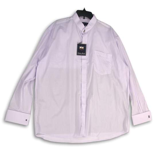 NWT Fortino Landi Mens Purple Band Collar Long Sleeve Dress Shirt Size 18/8.5 image number 1