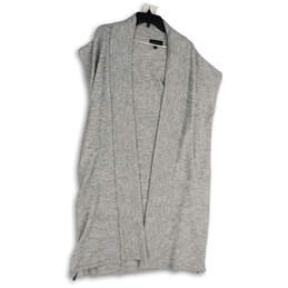 Womens Gray Sleeveless Side Zip Open Front Cardigan Sweater Size 14/16