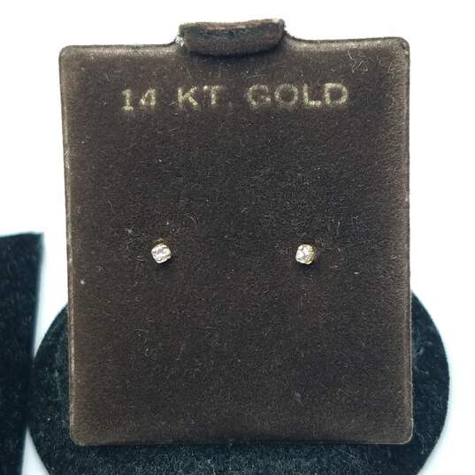 14K Gold Diamond & Cubic Zirconia Earring Bundle 3pcs 2.6g image number 2