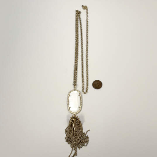 Designer Kendra Scott Gold-Tone Rayne Tassel Pendant Necklace W/ Dust Bag image number 3