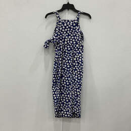 Womens Saturday Blue Poppy Floral Side Cutout Zipper Shift Dress Size 0 alternative image
