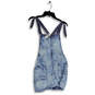 NWT Womens Blue Denim Shoulder Tie Pockets One-Piece Romper Size Small image number 1
