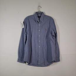 Mens Gingham Regular Fit Long Sleeve Collared Button-Up Shirt Size Large