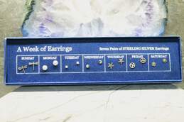 Sterling Silver "A Week Of Earrings" Set w/Blue Box