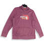 Womens Pink Space Dye Long Sleeve Kangaroo Pocket Pullover Hoodie Size XL image number 1