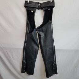 Harley Davidson black leather zip leg motorcycle chaps S alternative image