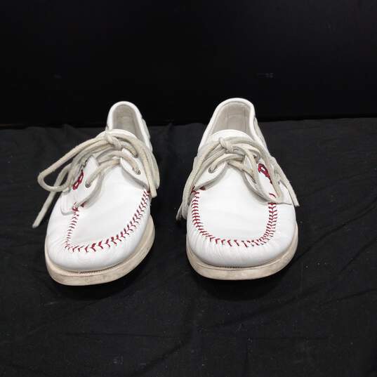 Allen Edmonds Men's Ball Park Red Sox Leather Loafers Size 7D image number 1