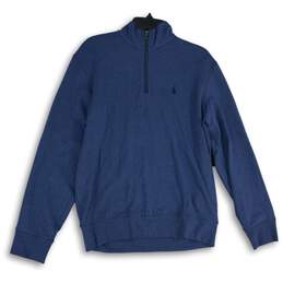 Polo Ralph Lauren Mens Blue Quarter Zip Mock Neck Pullover Sweatshirt Size M