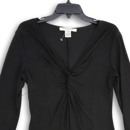 Womens Black V-Neck Long Sleeve Front Twist Shift Dress Size 6 image number 3