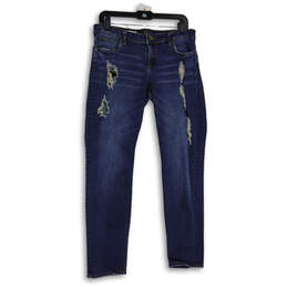 Womens Blue Denim Medium Wash 5-Pocket Design Distressed Skinny Jeans Sz 6