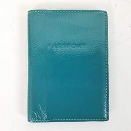 Coach Patent Leather Passport Holder Teal