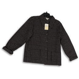 NWT Womens Black Geometric Long Sleeve Button Front Jacket Size Medium