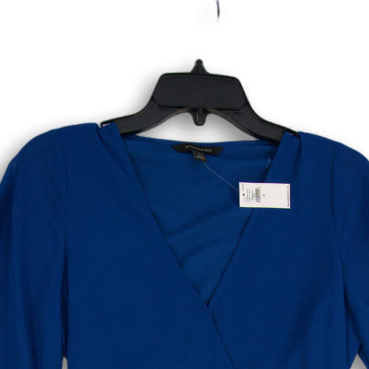 NWT Womens Blue Flutter Sleeve V-Neck Wrap Blouse Top Size Small image number 3