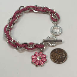 Designer Vera Bradley Silver-Tone Pink Intertwined Cable Charm Bracelet alternative image
