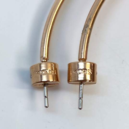 Designer Michael Kors Gold-Tone Round Shape Fashionable Hoop Earrings image number 4