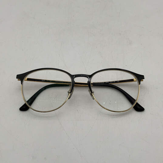 Mens Gold Black Metal Full-Rim Clear Round Lens Eyeglasses With Case image number 1