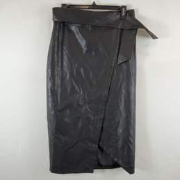 Gracia Women Black Faux Leather Skirt S NWT