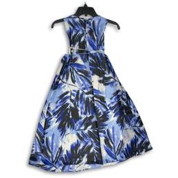 Calvin Klein Womens Blue Floral Sleeveless Keyhole Back Fit & Flare Dress Sz 10 alternative image
