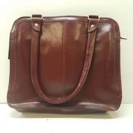 Unbranded Burgundy Leather Satchel Bag image number 2