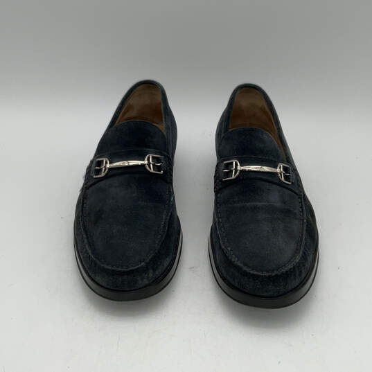 Mens Black Leather Moc Toe Fashionable Slip-On Loafer Shoes Size 8 image number 2