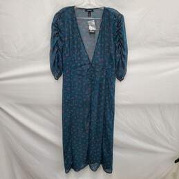NWT Torrid WM's Chiffon Ruched Sleeve Kimono Floral Teal Maxi Dress Size 1