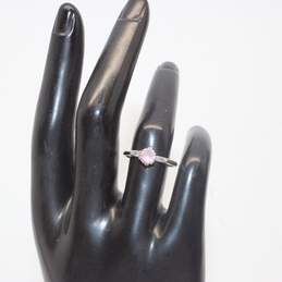 10K White Gold 5mm Round Pink Sapphire Ring Size 6