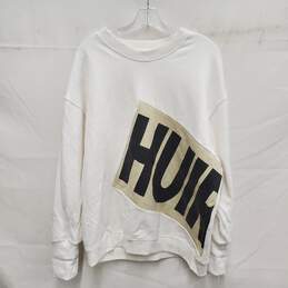 HUIR WM's Cotton White Logo Sweat Shirt Size SM