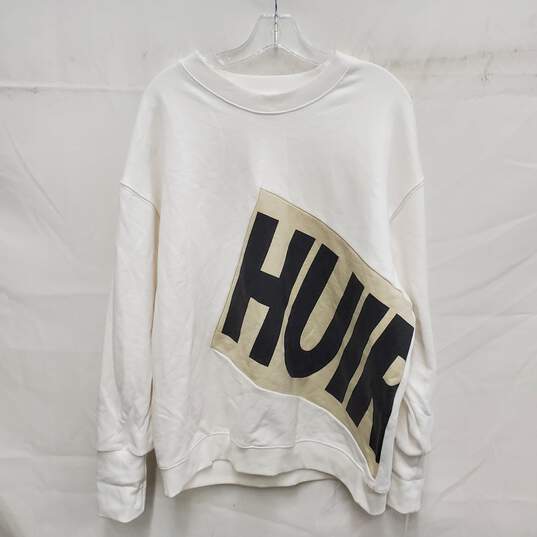 HUIR WM's Cotton White Logo Sweat Shirt Size SM image number 1