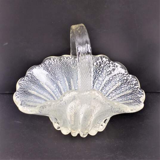 Vintage Larry Laslo For Mikasa Art Glass Basket w/Silver Foil Inclusions 1984 image number 1