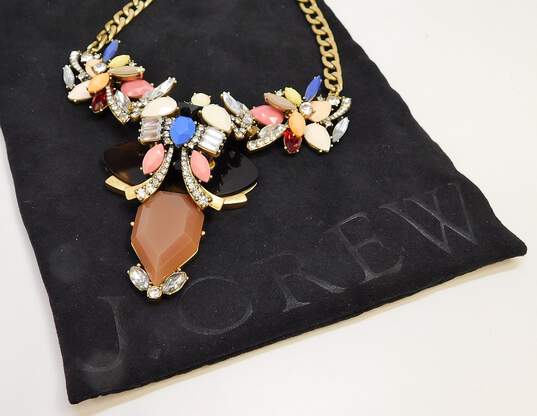 J.Crew Designer Colorful Rhinestone Chunky Statement Necklace and Bag image number 6