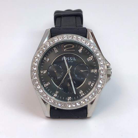 Designer Fossil ES-2345 Black Dial Quartz Stainless Steel Analog Wristwatch image number 1